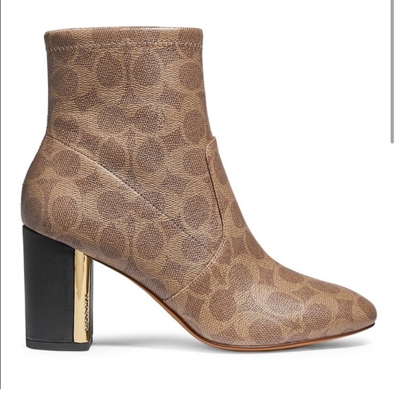 COACH Margot Monogram Coated Canvas Booties - Picture 1 of 4